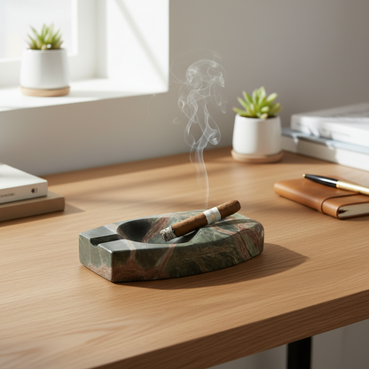 Luxus-Marmor-Aschenbecher – 1,3 kg massiver Stein mit handgeschnitzten Kanälen
