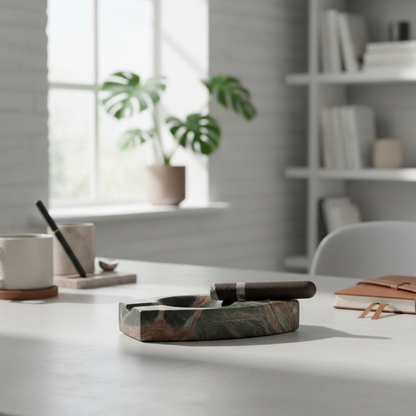 Luxus-Marmor-Aschenbecher – 1,3 kg massiver Stein mit handgeschnitzten Kanälen
