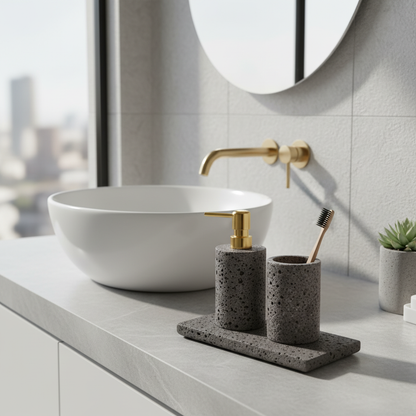 Sovana Grau Lava Stein Badezimmer Set