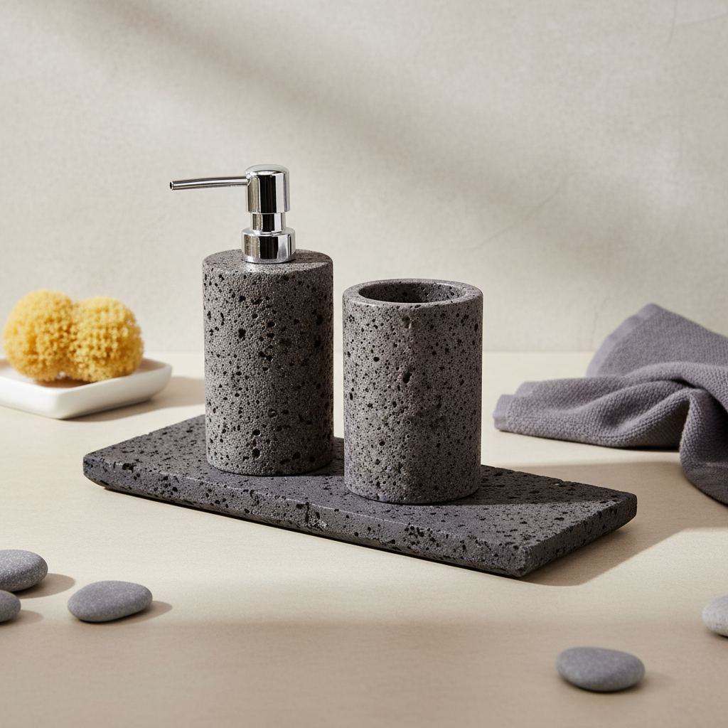 Sovana Grau Lava Stein Badezimmer Set