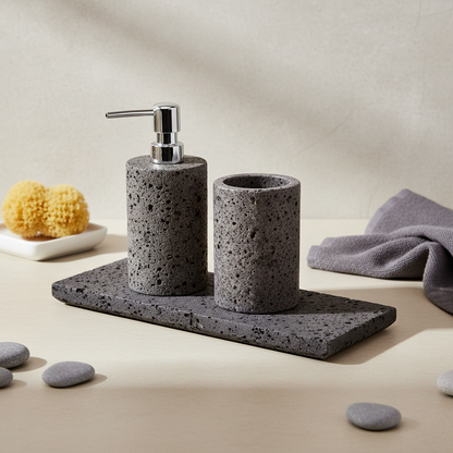 Sovana Grau Lava Stein Badezimmer Set