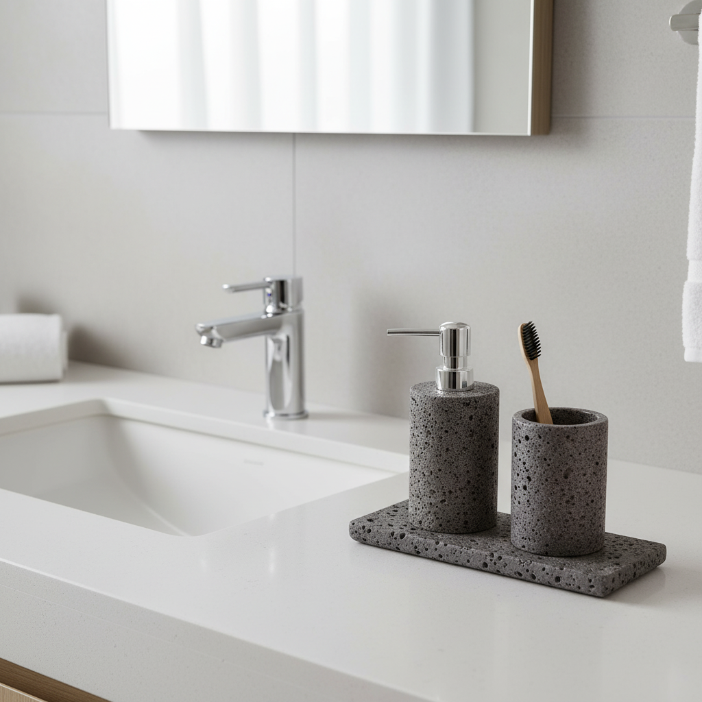 Sovana Grau Lava Stein Badezimmer Set