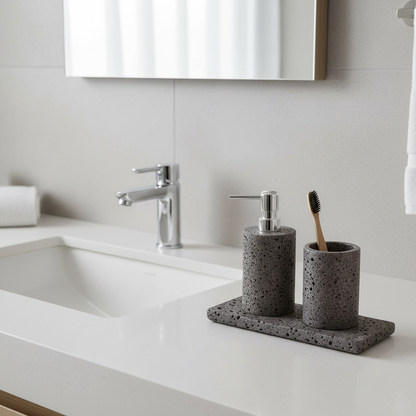 Sovana Grau Lava Stein Badezimmer Set