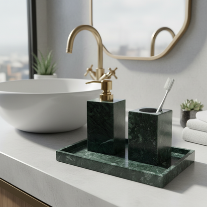 Monteleo Green Marble Bathroom Set