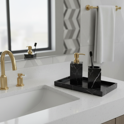 Valtina Black Marble Bathroom Set