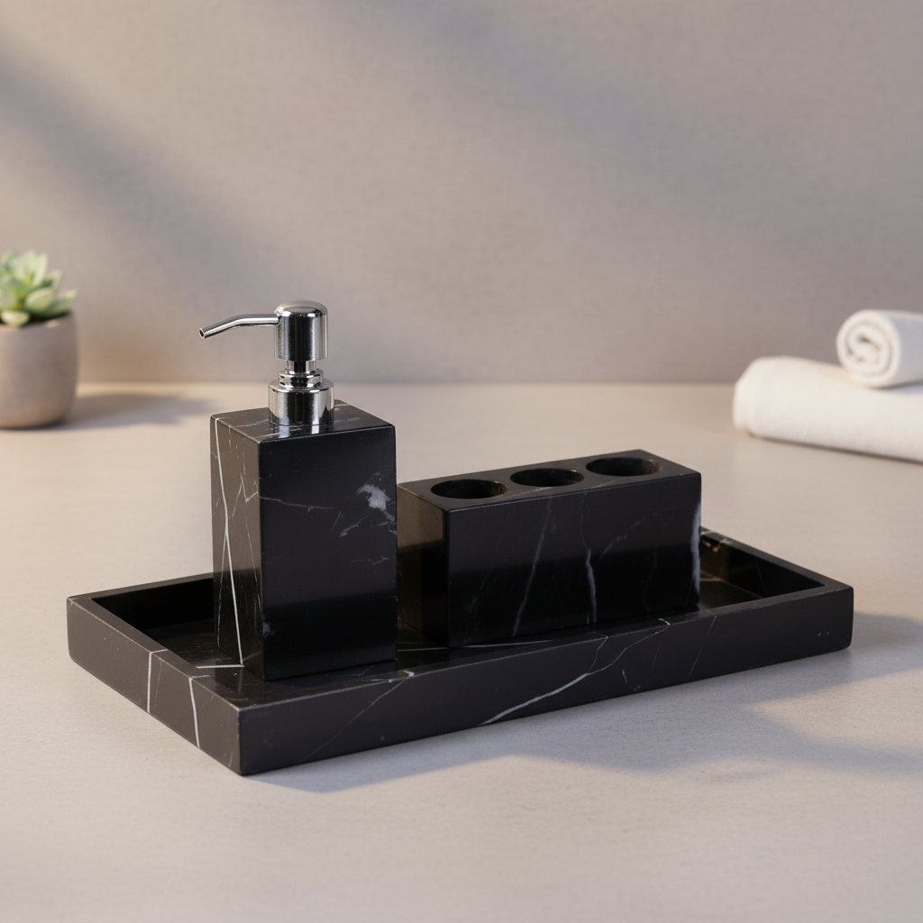 Valdoro Black Marble Bathroom Set