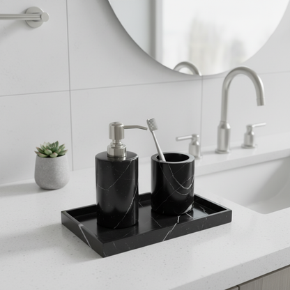 Noirora Black Marble Bathroom Set