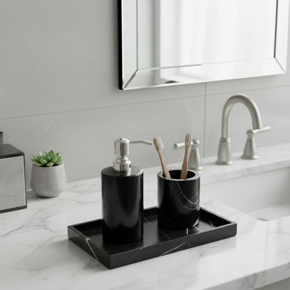 Noirora Black Marble Bathroom Set