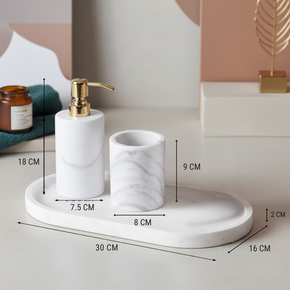 Alcera White Marble Bathroom Set