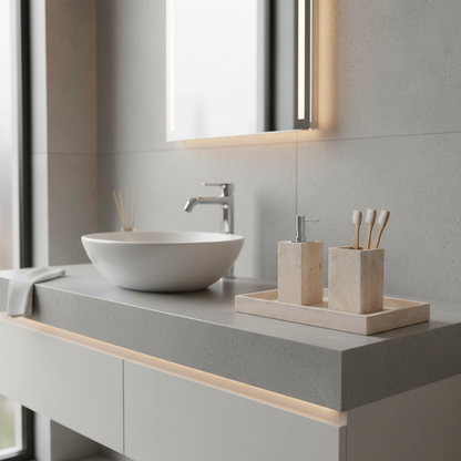 Tivano Travertine Marble Bathroom Set