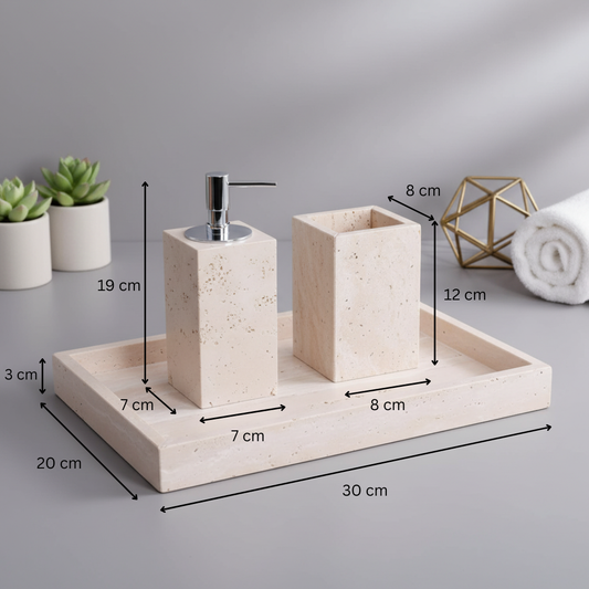 Tivano Travertine Marble Bathroom Set