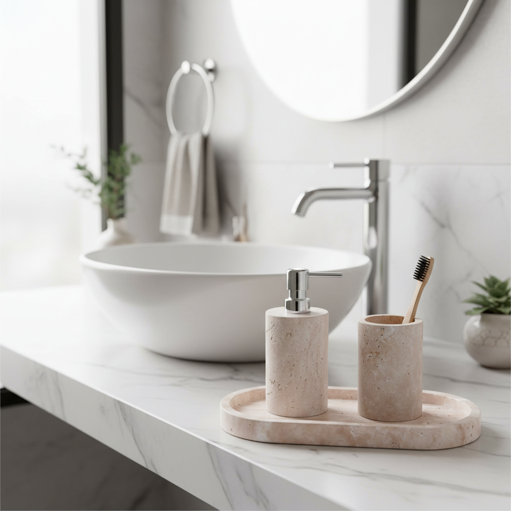 Aterno Travertine Marble Bathroom Set