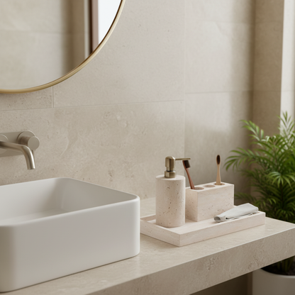 Venera Travertine Marble Bathroom Set