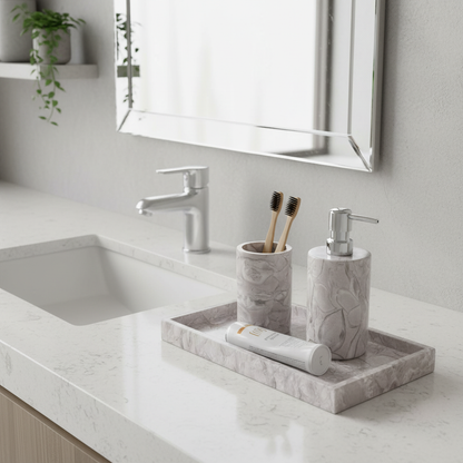 Ornella Grey Fossil Marble Bathroom Set
