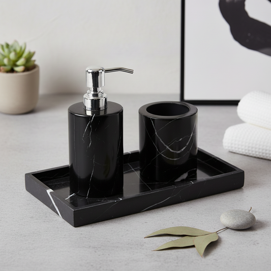 Noirora Black Marble Bathroom Set