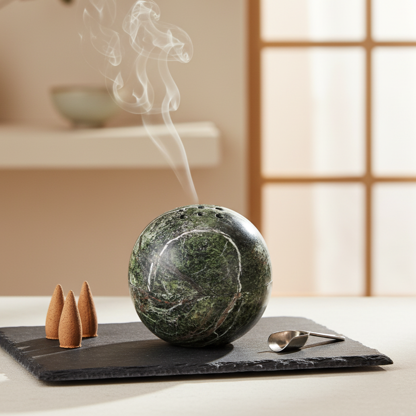 Virella Marble Sphere Incense Holder