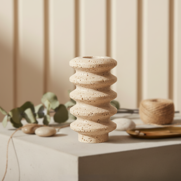 Tavira Travertine Candle Holder