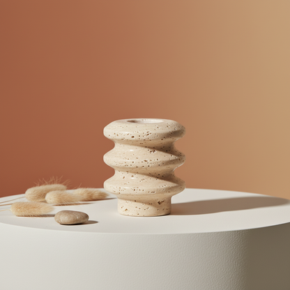 Tavira Travertine Candle Holder
