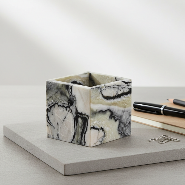 Siena Square Marble Stone Pen Holder