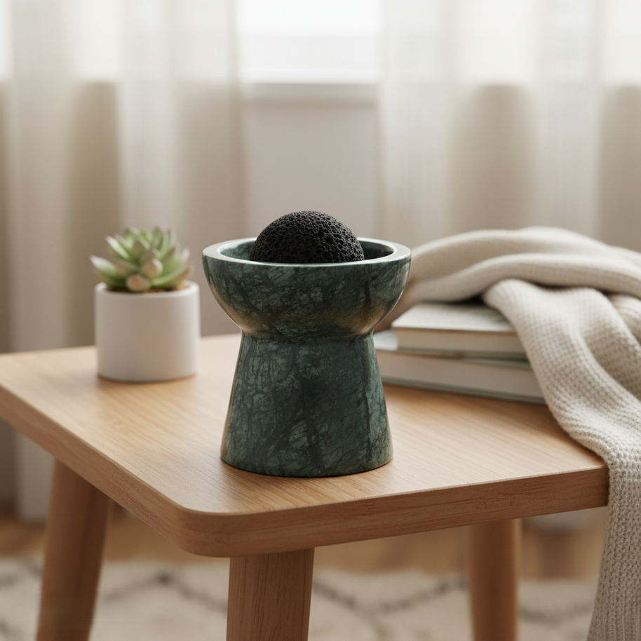 Solora Marble Aromatherapy Cup – Solid Stone with Lava Core