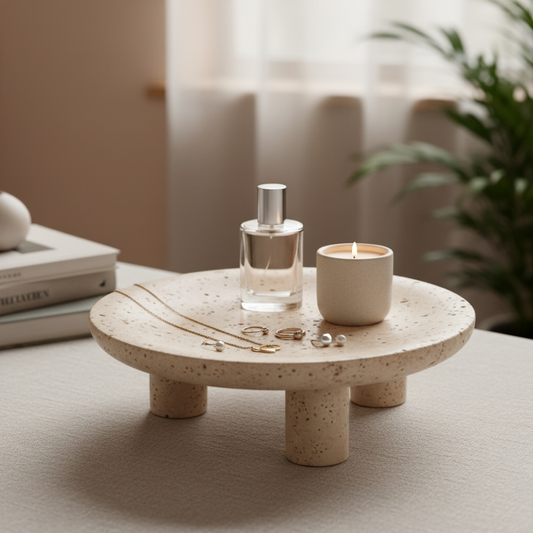 Arco Travertine Fruit Pedestal Tray