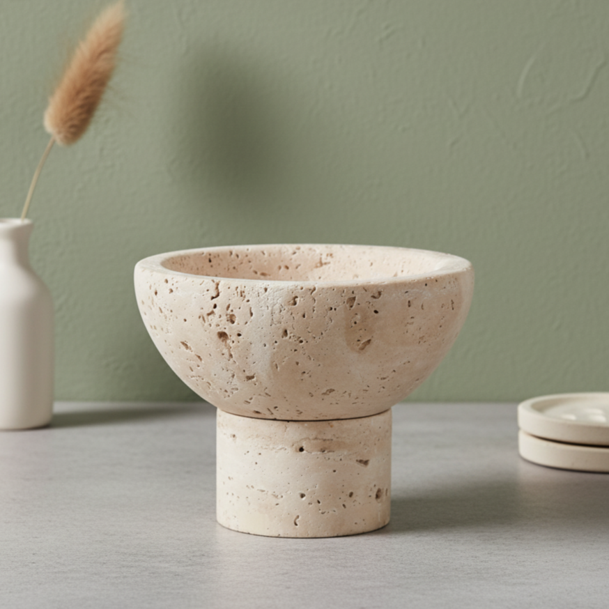 Travertine Mini Pedestal Bowl
