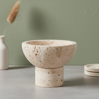 Travertine Mini Pedestal Bowl