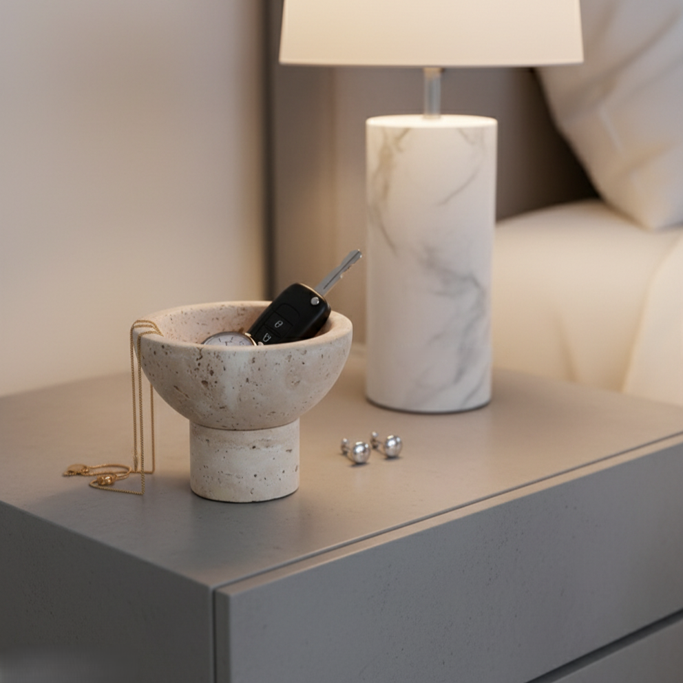 Travertine Mini Pedestal Bowl