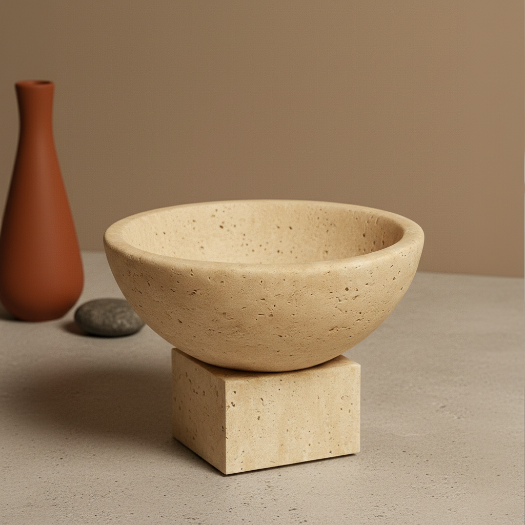 Travertine Mini Pedestal Bowl