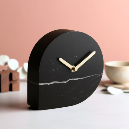 Noctis Black Marble Desk Clock