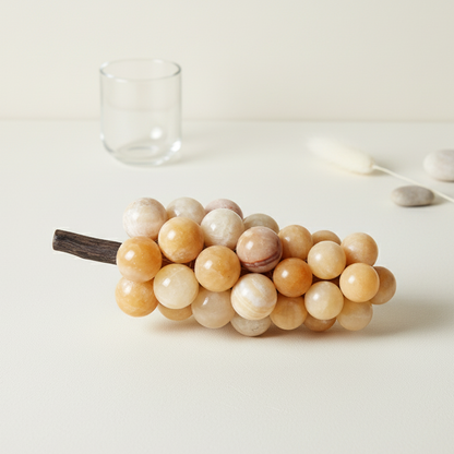 Artisan Marble Grape Cluster Ornament – 1.2kg Solid Stone Decorative Accent
