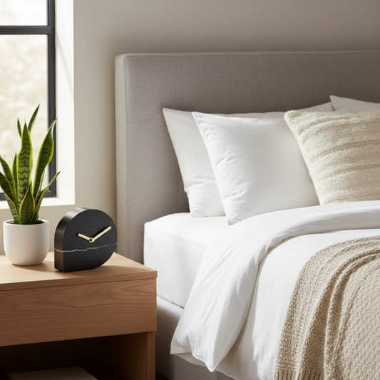 Noctis Black Marble Desk Clock