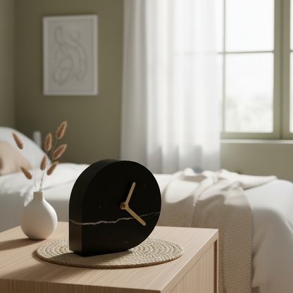 Noctis Black Marble Desk Clock