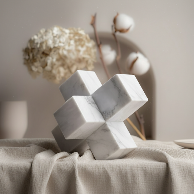 Sculpted Marble Cross Block