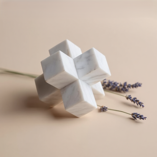 Sculpted Marble Cross Block