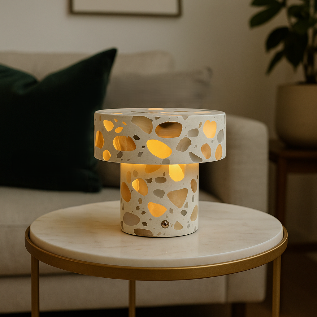 Noirra Marble Column Lamp