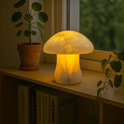 Eden Marble Mushroom Lamp – Solid Stone with Warm Glow