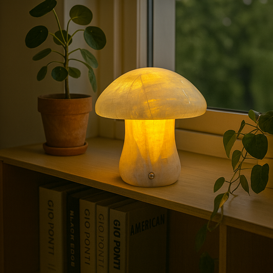 Eden Marble Mushroom Lamp – Solid Stone with Warm Glow