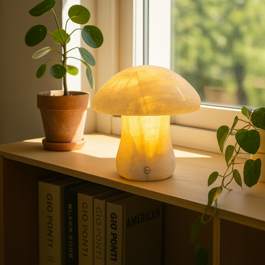 Eden Marble Mushroom Lamp – Solid Stone with Warm Glow