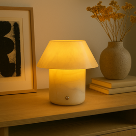 Lumora Marble Shade Lamp – Wireless Solid Stone Design Light