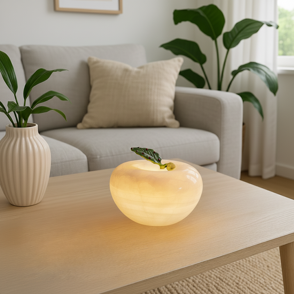 Pomora Marble Apple Lamp – Wireless Solid Stone Design Light
