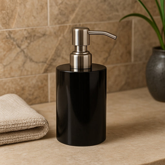 Round Marble Soap Dispenser – Solid Stone with Gold Metal Pump (1kg)